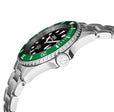 Wall Street Gevril Swiss Made SW200 Steel Rotating bezel Watch, 316L Case, Black DIal | Green Dial
