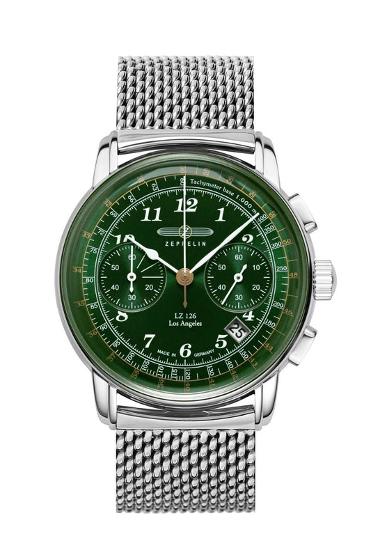 LZ 126 Los Angeles Green with Mesh Bracelet | Green Dial