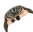 XO small Swiss Made SW200  inner and outer rotating bezel, metal band  olive  Black | Green Dial