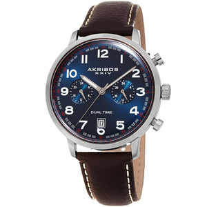 Multifunction Chronograph Silver Tone/Leather | Blue Dial