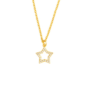 Elegant Confetti Women's 18K Yellow Gold Plated CZ Simulated Diamond Star Pendant Necklace 18k Yellow Gold