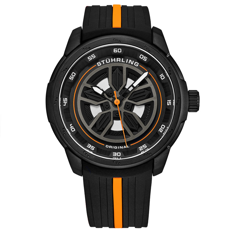 Aviator Black and orange/Rubber/Black/Silver Dial/Black Case | Black Dial
