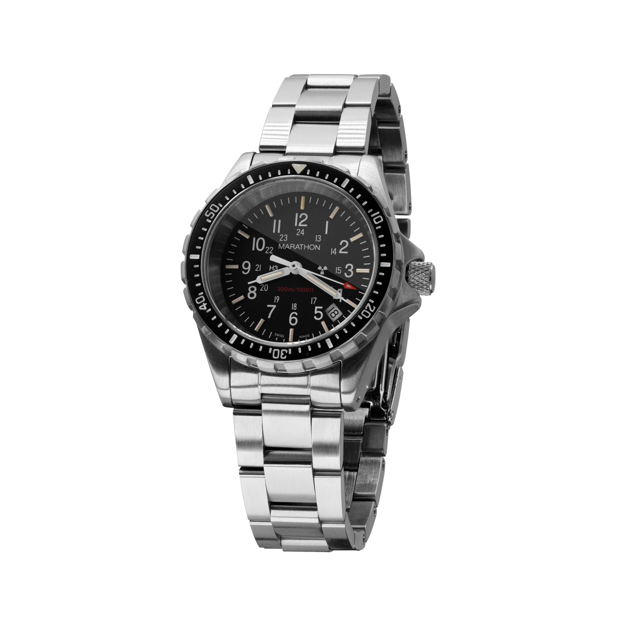 Divers Quartz Black NGM/Steel Bracelet | Matte Black Dial