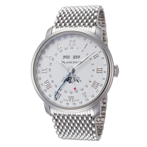 Villeret Quantieme Complet 40.5mm / Opaline / Silver | Opaline Dial