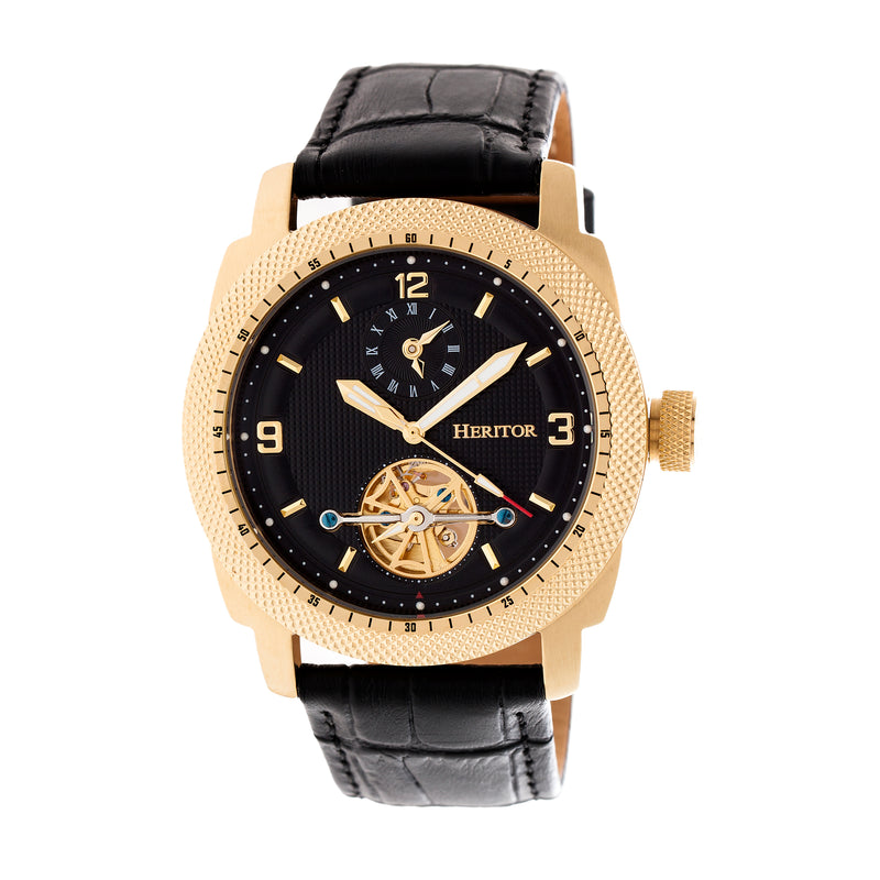 Helmsley Dual Time Automatic Gold/Black | Black Dial