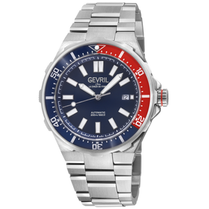 Ticonic Blue Enamel Dial 316L Stainless Steel Bracelet Blue/Red Bezel 44mm Blue Dial
