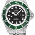 Wall Street Gevril Swiss Made SW200-1 Steel Rotating Green Ceramic Bezel , 316L case, Black Dial | Black Dial