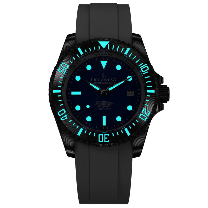 Damascus Swiss Automatic SW200 Deep Marine Explorer II Damascus/Blue Dial/White Strap | Blue Dial