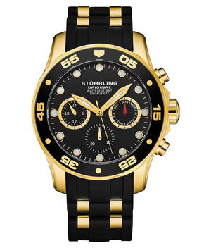 Regal 4059 Quartz Chronograph 44mm Black Dial / Black Silicone Strap