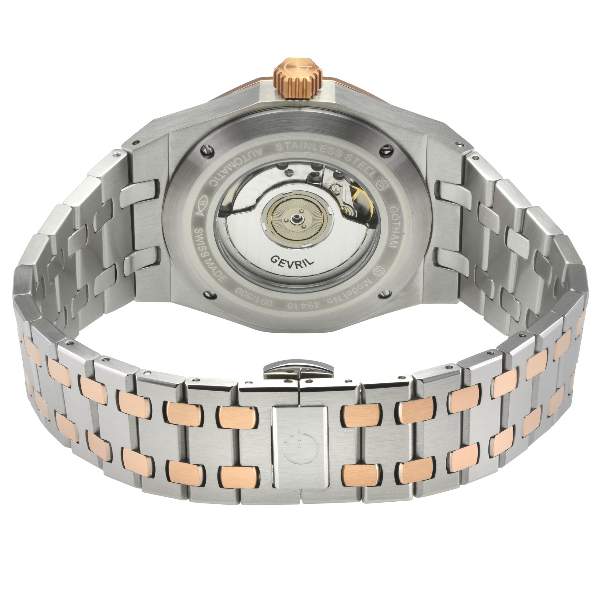 Gotham Swiss Automatic Movement, Black Embossed Dial, Silver Counter  316L SS Bracelet Black Dial