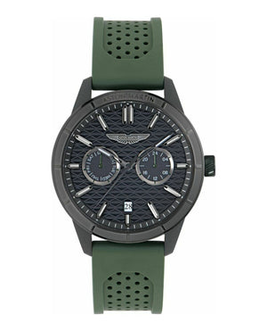 HDL Black IP/Green Silicone Strap Black Dial