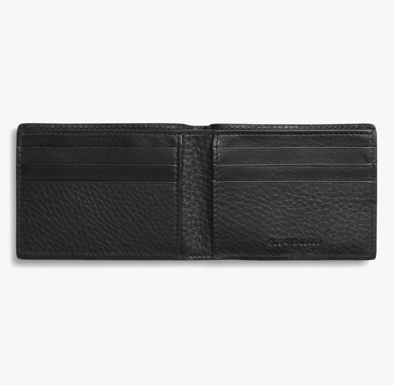 Slim Bifold Wallet Natural Grain Leather - Black