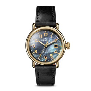 Runwell Watch Gray Mother-Of-Pearl Dial / Black Leather Strap Gray Dial