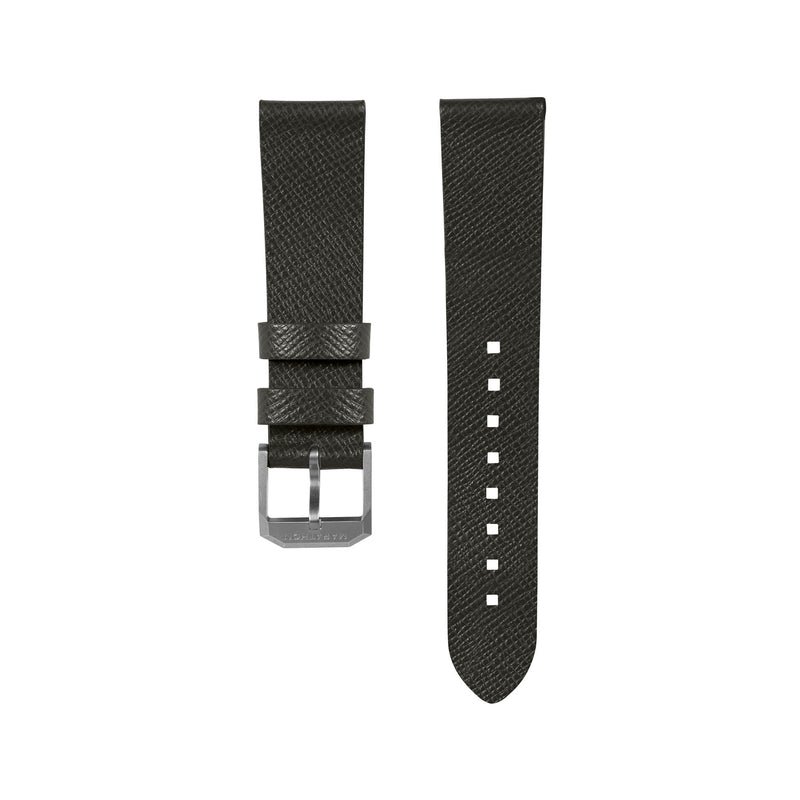 STRAP, 20mm, ITALIAN LEATHER, CROSS HATCH, STEEL BUCKLE, MOSS GREEN, STANDARD ITALIAN LEATHER, CROSS HATCH