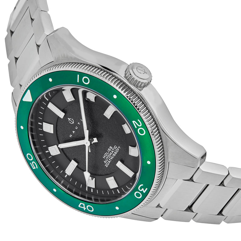 Holiss Automatic Diver Silver/Green | Black Dial