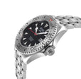 Hudson Yards Swiss Made Automatic SW200 Diver watch Silver Tungsten bezel, Unidirectional Rotating bezel. | Black Dial