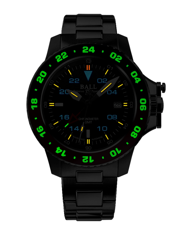 Engineer Hydrocarbon AeroGMT II 40mm Black Dial / Black and Red Bezel | Black Dial