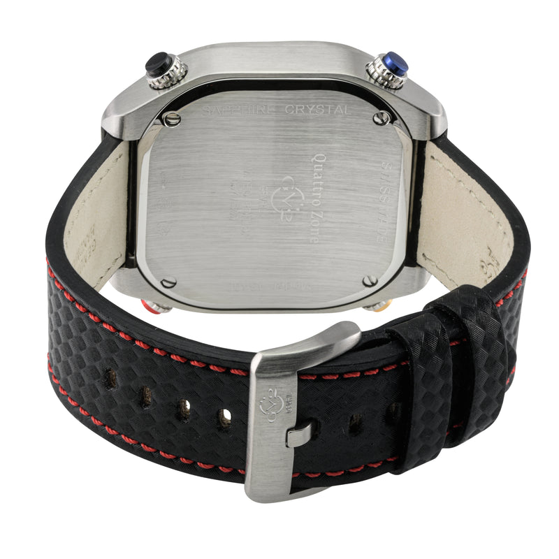 Quattro Zone GV2 Swiss Quartz, 316L Silver Case, Black dial, Sub Dials, Black Italian Leather Strap | Black Dial