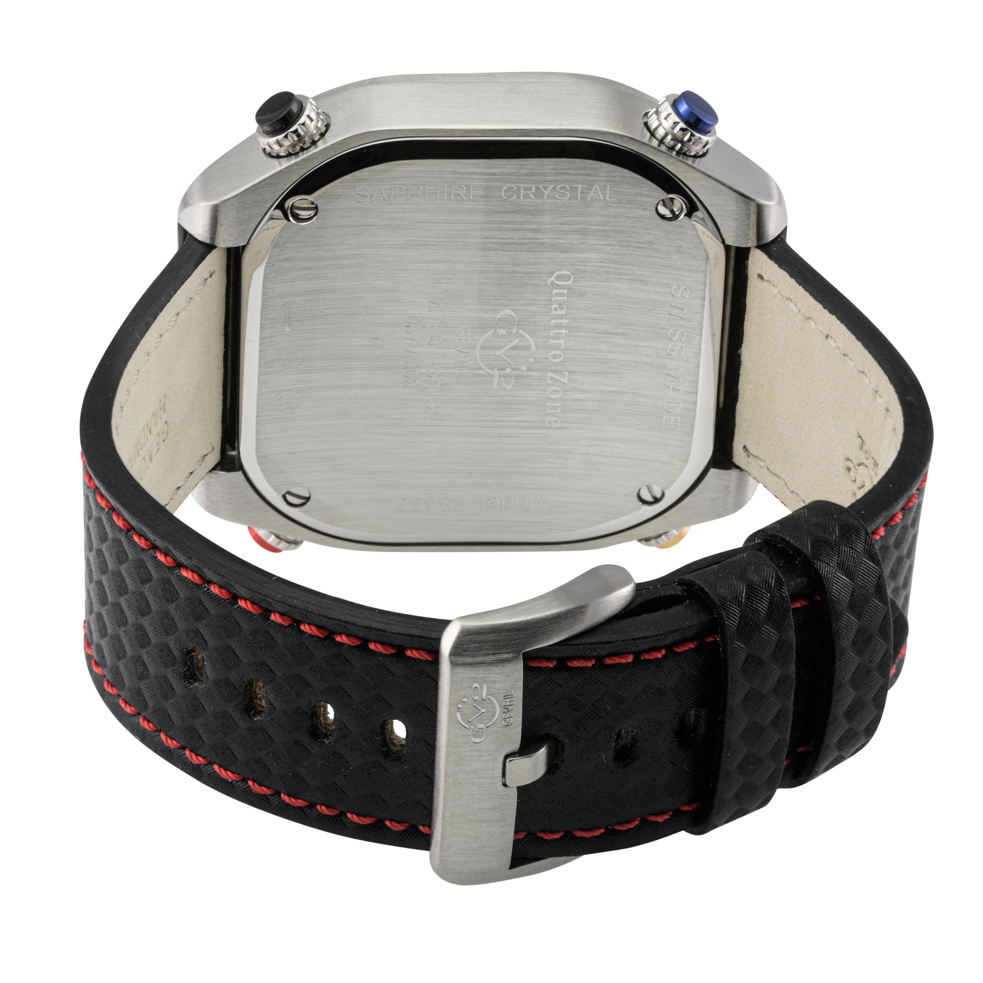 Quattro Zone GV2 Swiss Quartz, 316L Silver Case, Black dial, Sub Dials, Black Italian Leather Strap | Black Dial