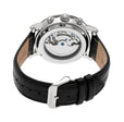 Winston Semi-Skeleton Leather-Band Watch Silver/Black | Black Dial