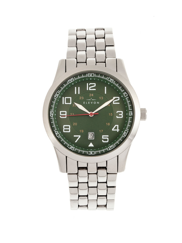 Garrison Bracelet Watch w/Date Silver/Green | Green Dial