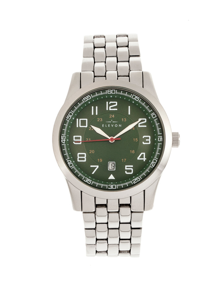 Garrison Bracelet Watch w/Date Silver/Green | Green Dial