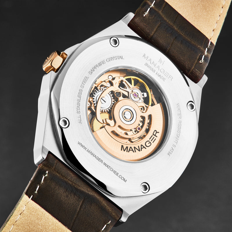 Open mind MAN-RO-05-BL / Silver / Leather | Silver Dial