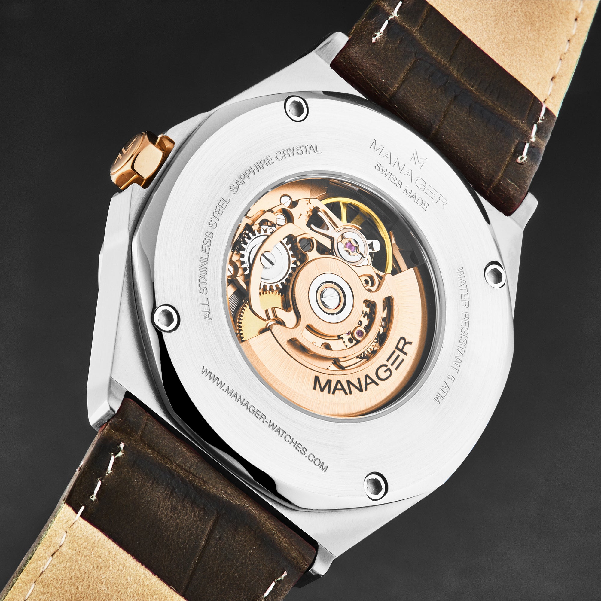 Open mind MAN-RO-05-BL / Silver / Leather | Silver Dial