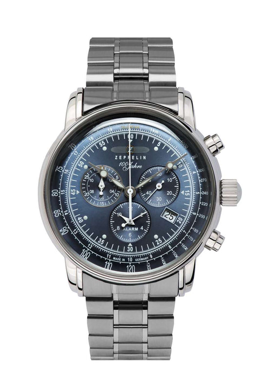 100 Jahre Chronograph Blue with Metal Bracelet | Blue Dial