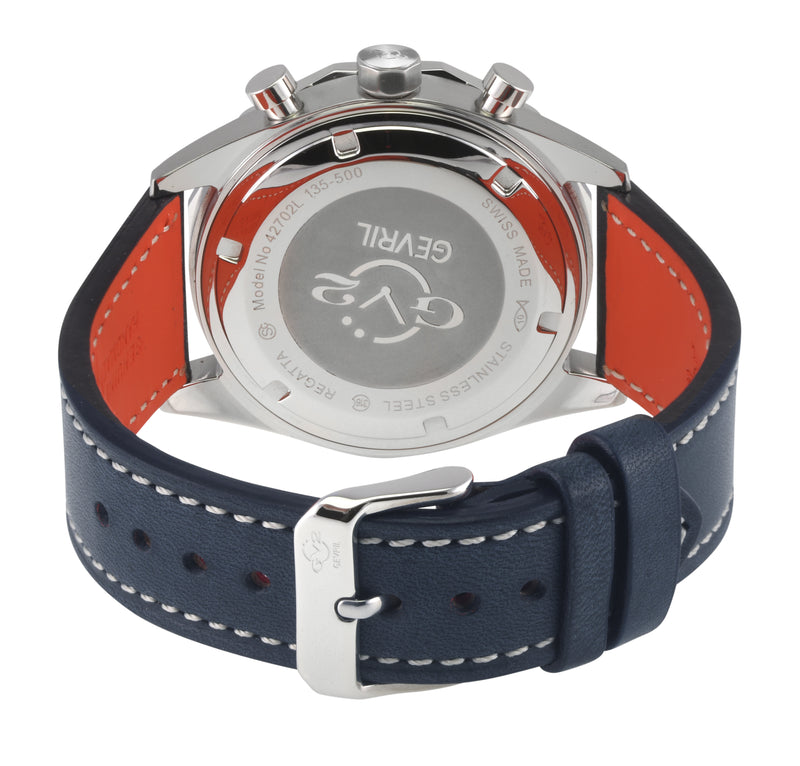 Regatta GV2 Swiss Quartz,Tide cycle indicator, Blue dial, Blue Italian Leather Strap | Blue Dial