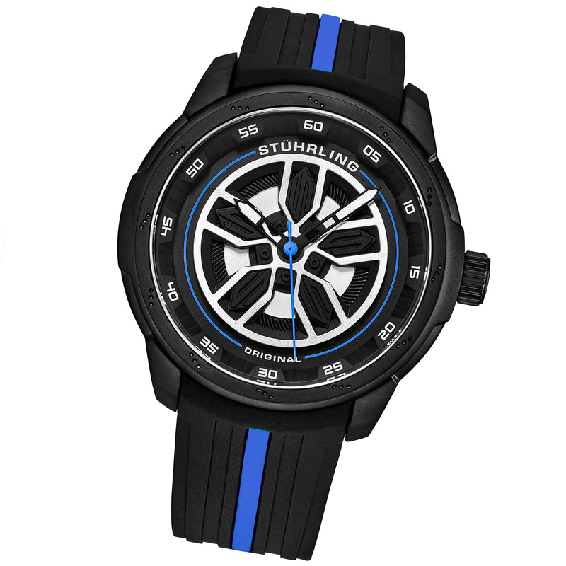 Aviator Black and blue/Rubber/Black/Silver Dial/Black Case | Black Dial