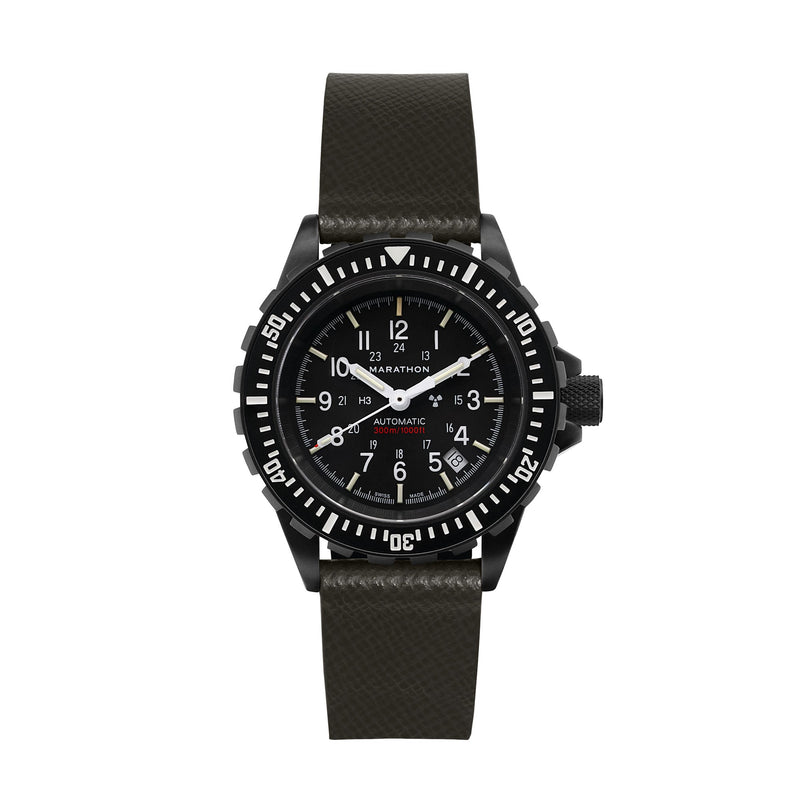 STRAP, 20mm, ITALIAN LEATHER, CROSS HATCH, IP BLACK BUCKLE, MOSS GREEN, STANDARD ITALIAN LEATHER, CROSS HATCH