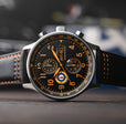 Classic Chronograph Black & Orange / Leather | Black Dial