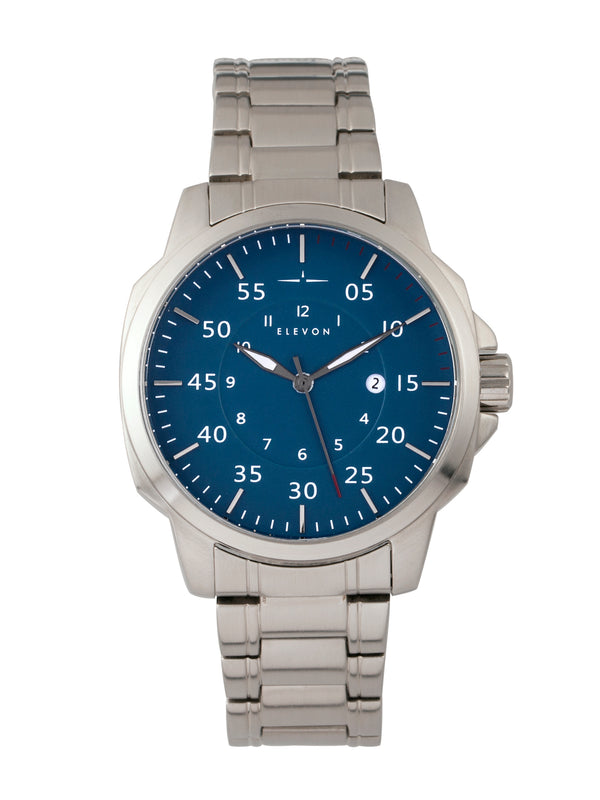 Hughes Watch w/ Date Silver/Blue | Blue Dial