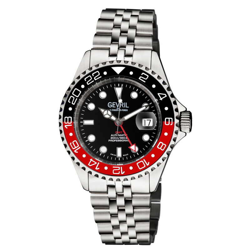Selita SW330 GMT Diver watch Ceramic rotating bezel black red | Black Dial