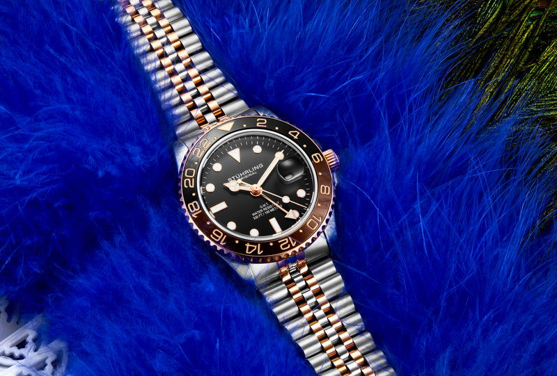 Aquadiver GMT Two Tone / Silver + Rose Gold | Black Dial