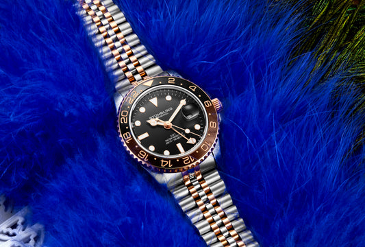 Aquadiver GMT Two Tone / Silver + Rose Gold | Black Dial