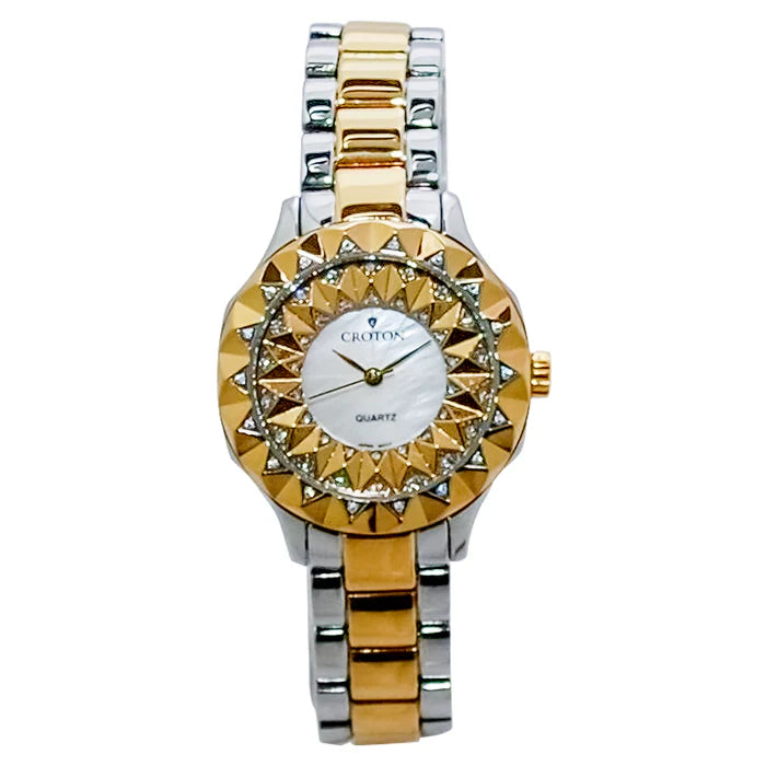 Croton Women's Quartz Crystal Accented Beveled Bracelet Watch  |  Dial