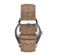 Crosswind Canvas-Overlaid Leather-Band Watch w/ Date Black/Khaki | Black Dial