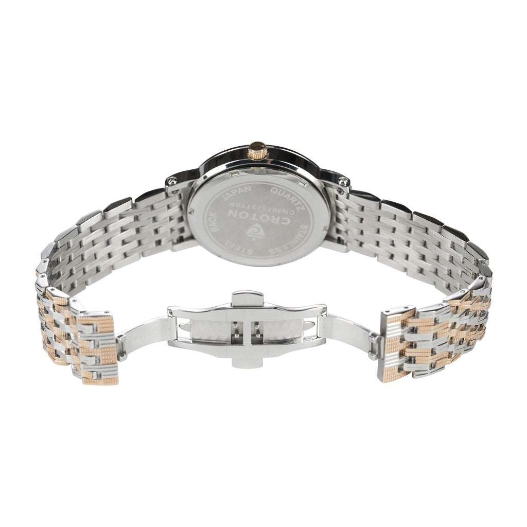 Croton Croton Gents CZ dial with swirl Pattern two tone/black
