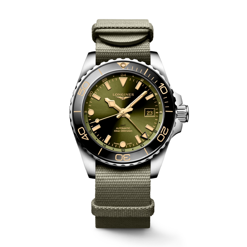 HYDROCONQUEST GMT Green / Fabric | Green Dial