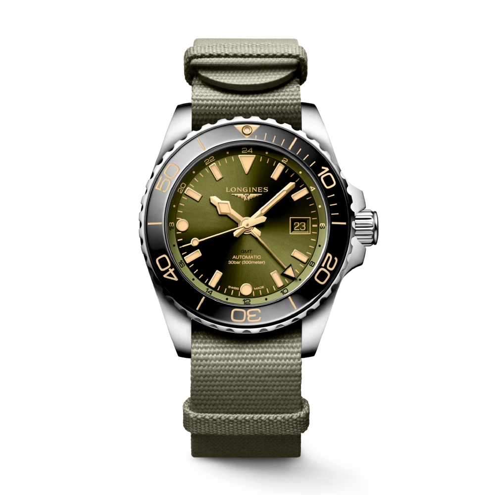 HYDROCONQUEST GMT Green / Fabric | Green Dial