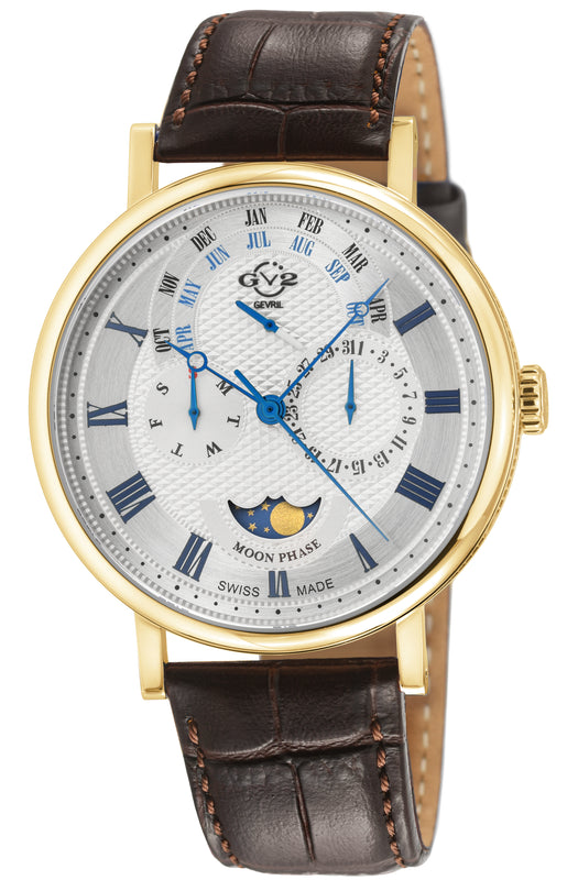 Maestro GV2 Swiss Quartz, IPYG Case, White Dial, Brown Italian Leather Strap | White Dial