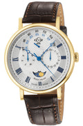 Maestro GV2 Swiss Quartz, IPYG Case, White Dial, Brown Italian Leather Strap | White Dial