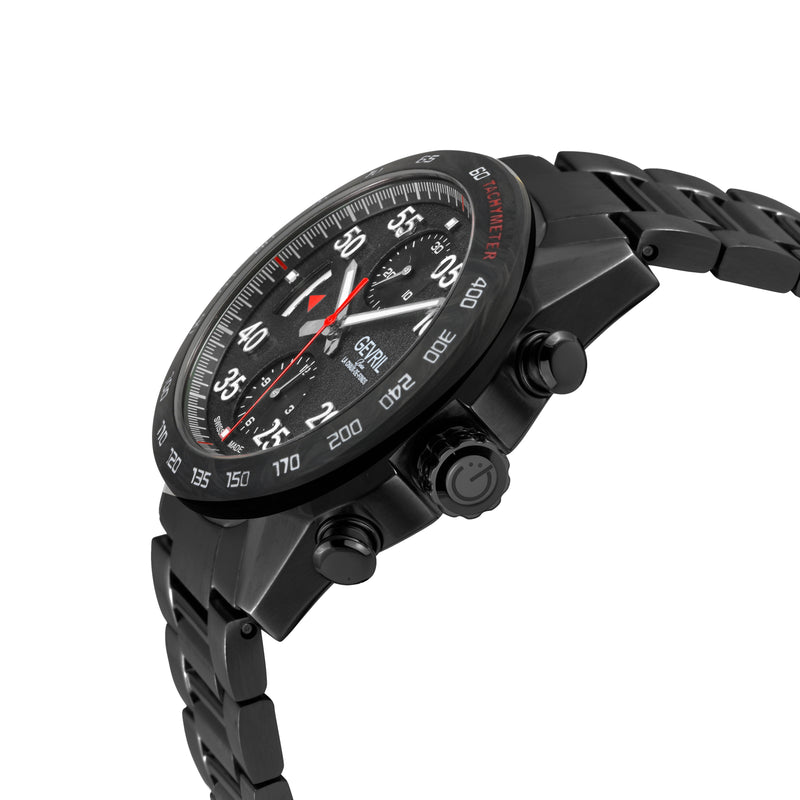 Ascari - Chronograph Swiss made Automatic Chrono Sellita SW500 forged carbon bezel  Black, IPBK Stainless steel | Black Dial