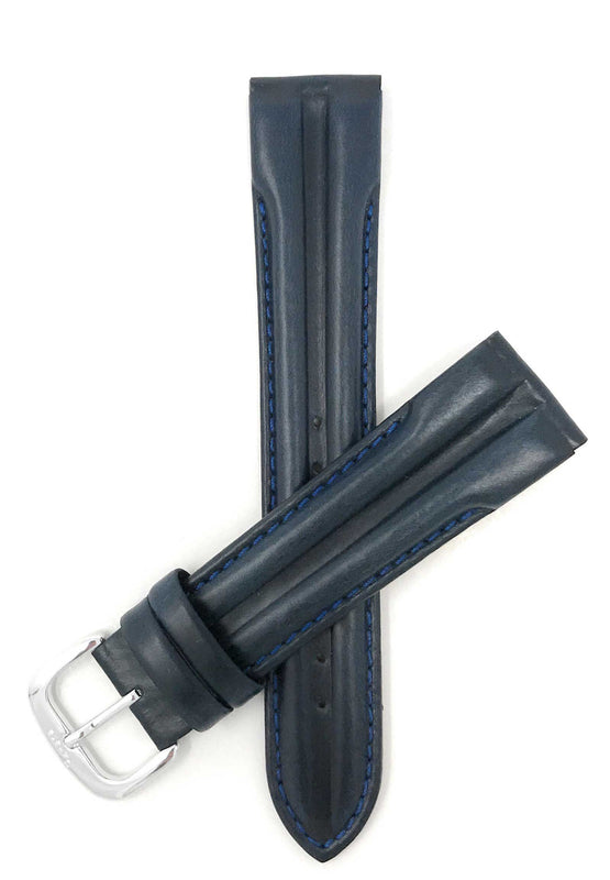 409 | 20mm Blue Italian Leather Watch Band - Classic - Padded 20mm / Blue / Silver Buckle |  Dial