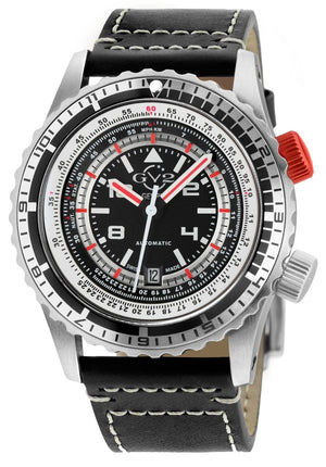 Contasecondi GV2 Contasecondi Men's Black/Red Dial Black Calfskin Leather Watch | Black Dial