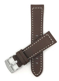 Bandini 28mm Brown Italian Leather Watch Band - Racer - White Stitch -  Padded 28mm / Brown / Silver Buckle |  Dial
