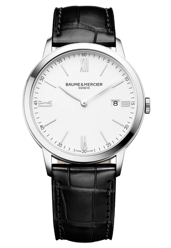Classima White / Black Leather | White Dial