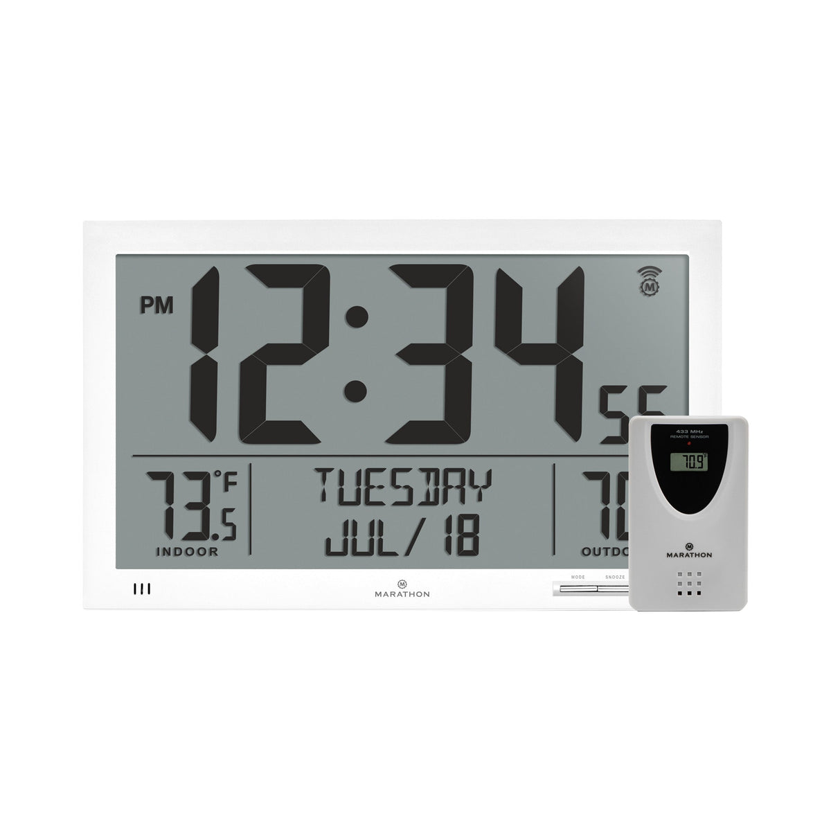 Self-Setting FC Clock with EXLarge Digits Indoor & Outdoor Temp Self-Setting FC Clock with EXLarge Digits Indoor & Outdoor Temp